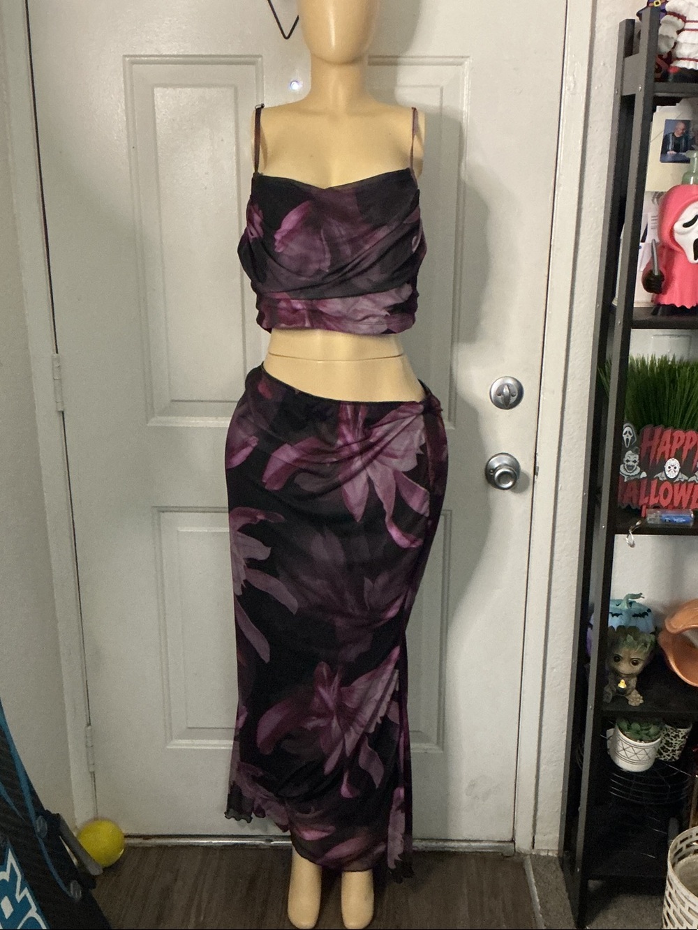 Purple Floral Maxi Skirt - Elegant Women’s Skirt and top